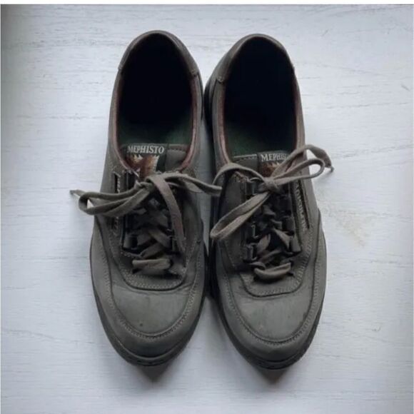 Mephisto Runoff Walking Shoes Gray Leather Size Women's 8.5 Made in France.